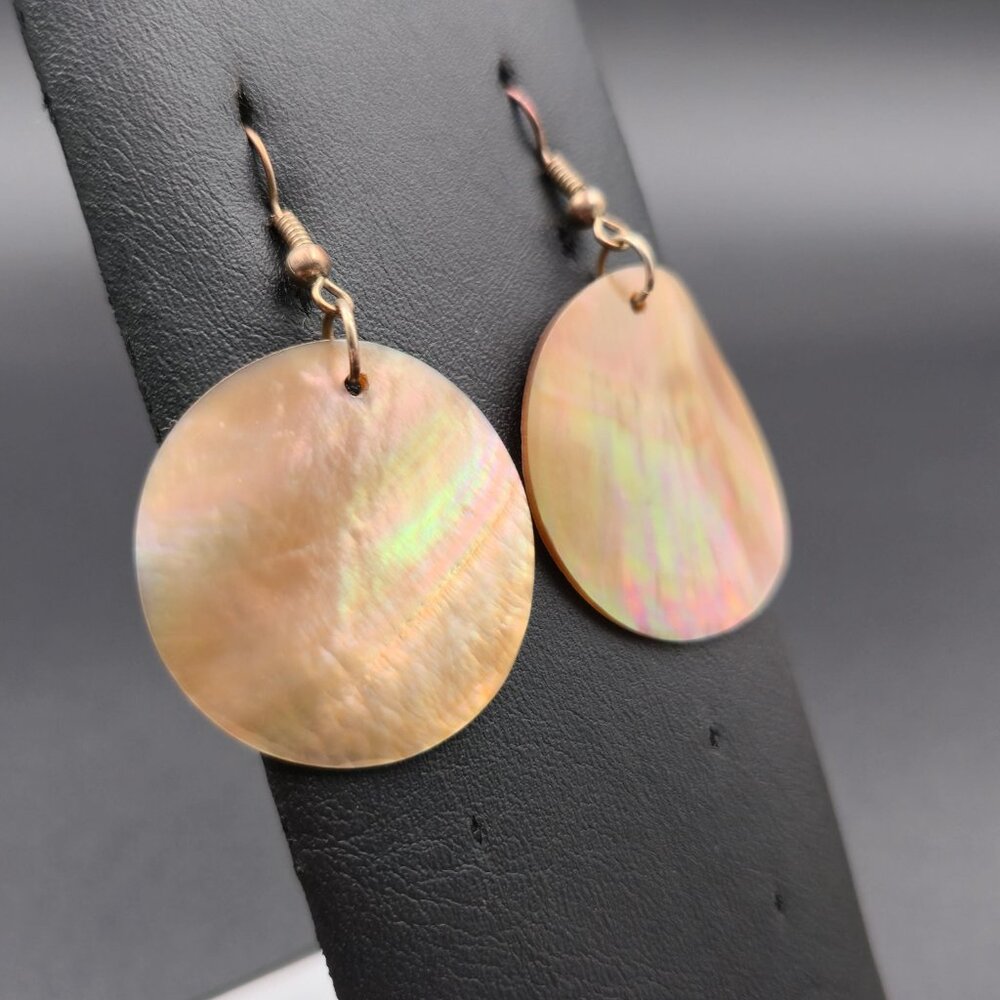 Copper Simple Round Shell Beach Dangle Earrings A… - image 2